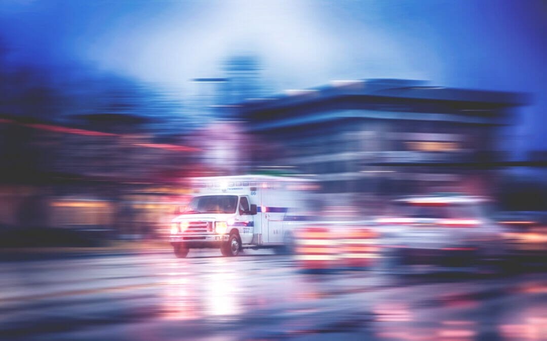 Ambulance racing through the city